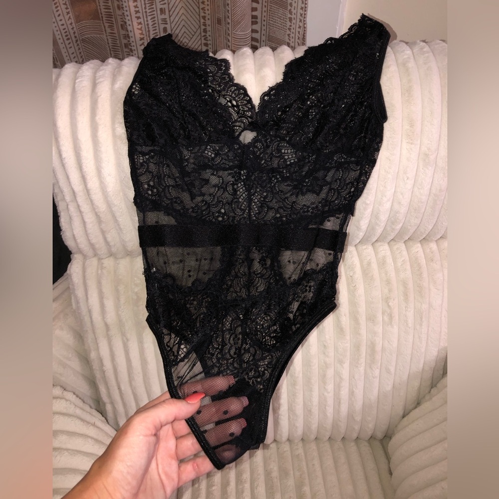 Sheer Black Thong Teddy Lingerie